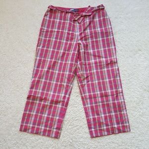 Bushwacker Women's Plaid Pink Silk Capris Size 6